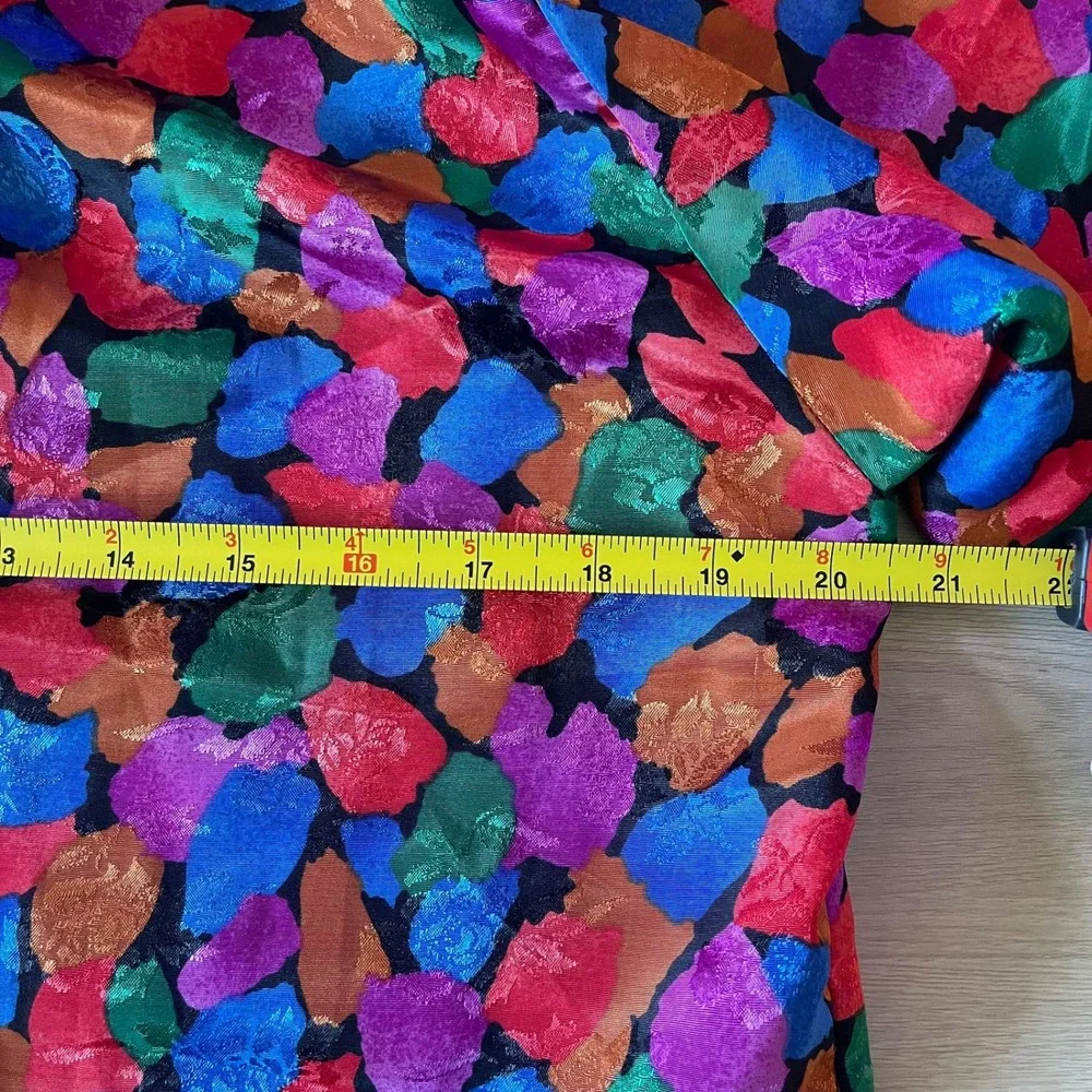 Vintage Ridge T Colorful Floral Print Long Sleeve Blouse Size 12 Party‎ Top